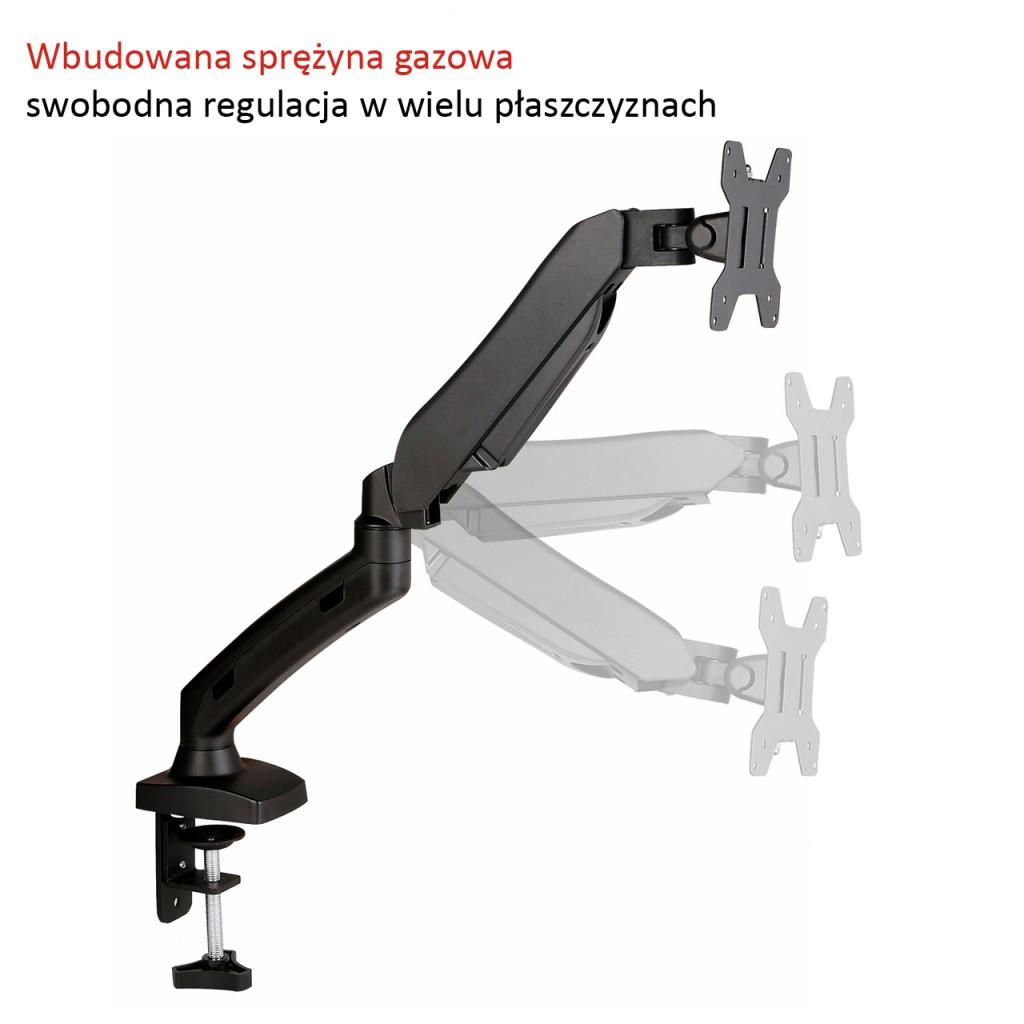 ART RAMM L-11GD stalinis laikiklis ant dujinės spyruoklės 1 monitoriui LED/LCD 13-27 L-11GD