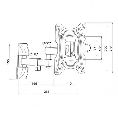ART RAMT AR-83 Laikiklis AR-83 prie TV LCD/LED 10-42 15KG kor. vertikalus/horizontalus 39cm