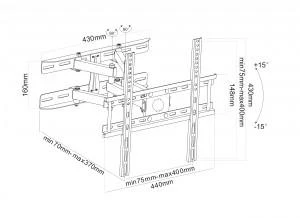 ART RAMT AR-35 ART Laikiklis AR-35 LCD/LED 20-65 35kg kor. vertikalus/lygus 70-370mm