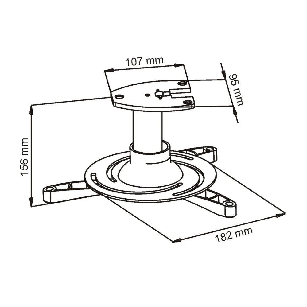 ART RAMP P-101B ART Holder P-101 16cm prie projektoriaus juodas 15KG tvirtinimas prie lubinio laikiklio