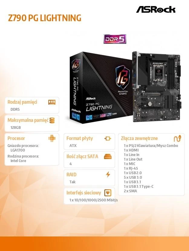 Pagrindinė plokštė ASROCK Intel Z790/LGA1700/ATX/Memory DDR5/Atminties lizdai 4/3xPCI-Express 3.0 1x/1xPCI-Express 4.0 16x/1xPCI-Express 5.0 16x/4xM.2/1xHDMI/1xAudio-In/1xAudio-Out/1xMikrofonas/1xUSB 2.0/6xUSB 3.2/1xUSB-C/1xRJ45