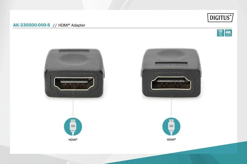 Assmann Electronic ASSMANN HDMI adapteris tipas A F/F Ultra HD 60p bl