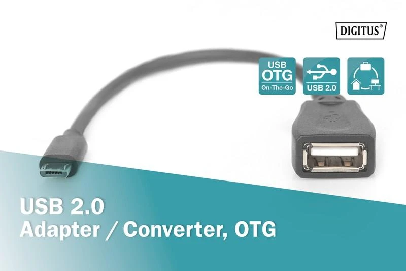 Assmann Electronic ASSMANN OTG kabelis USB micro-B St iki USB-A Bu 20cm