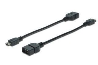 Assmann Electronic ASSMANN USB 2.0 adapterio kabelis OTG tipo mini B - A M/F 0.2m USB 2.0 atitinka bl