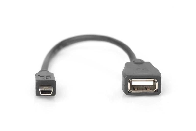 Assmann Electronic ASSMANN USB 2.0 adapterio kabelis OTG tipo mini B - A M/F 0.2m USB 2.0 atitinka bl