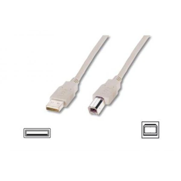 Assmann Electronic ASSMANN USB2.0 kabelis 1,8m USB A zu USB B masinis smėlio spalvos