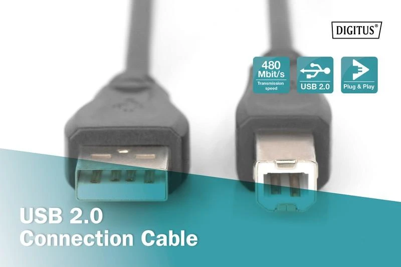Assmann Electronic Digitus USB 2.0 HighSpeed jungties laidas USB A/USB BM/M 1.8m Juodas