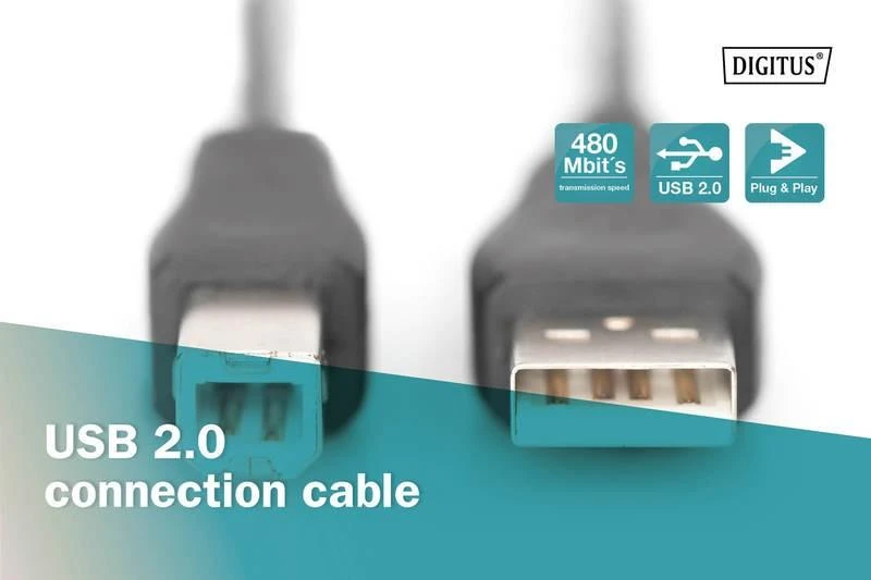 Assmann Electronic Kabelis USB 2.0 (A - B) juodas, 1.8m