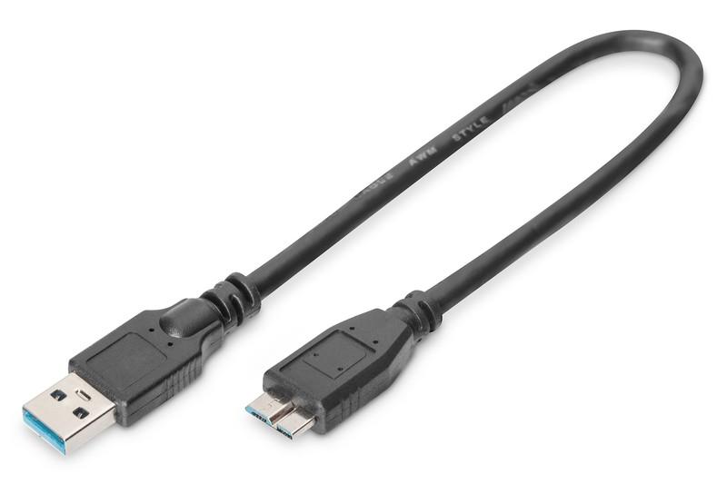 Assmann Electronic ASSMANN USB 3.0 jungties kabelis USB A - Micro USB B M/M 0.25m USB 3.0 atitinka UL bl