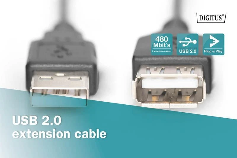 Assmann Electronic DIGITUS AK-300200-030-S USB 2.0 HighSpeed ilgintuvas USB A M kištukas /USB A F lizdas 3m juodas