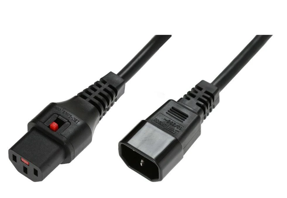 MicroConnect Assmann Electronic ASM IEC-PC1022 maitinimo kabelis, kištukas C14, Ho5VV-F 3 X 1.00mm2 iki C13 IEC LOCK, 3m juodas