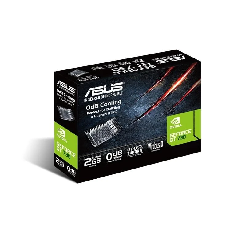 Vaizdo plokštė ASUS GeForce GT 730 2 GB, GDDR5, 64 bitai (GT730-SL-2GD5-BRK)