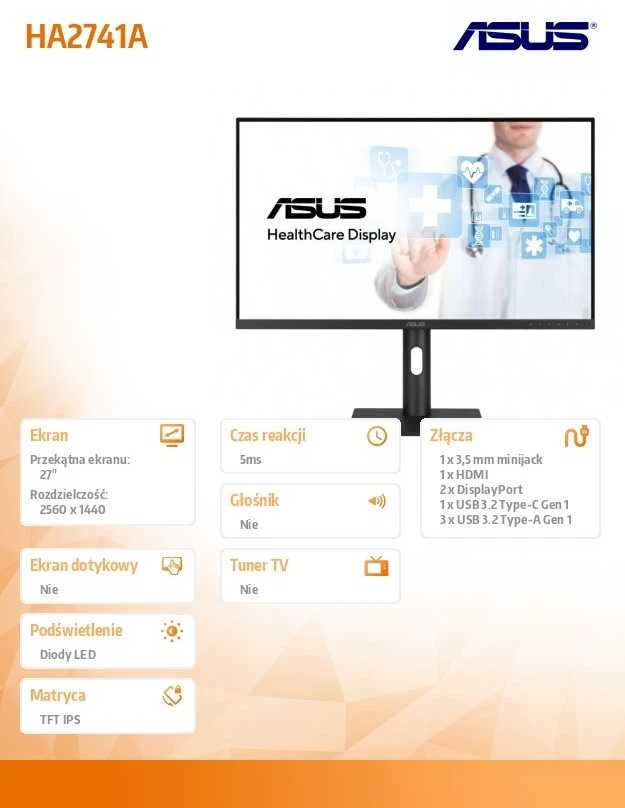 Monitorius ASUS HA2741A - 27" | IPS | QHD | 75Hz | HDR
