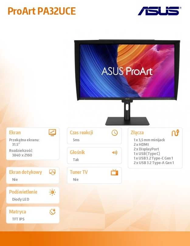 Monitorius ASUS ProArt PA32UCE - 60Hz | 4K | IPS | 31,5''