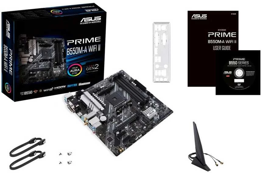 Pagrindinė plokštė Asus | PRIME B550M-A WIFI II | Procesorių šeima AMD | Procesoriaus lizdas AM4 | DDR4 DIMM | Atminties lizdai 4 | Palaikomos standžiojo disko sąsajos SATA, M.2 | SATA jungčių skaičius 4 | Lustų rinkinys AMD B550 | microATX