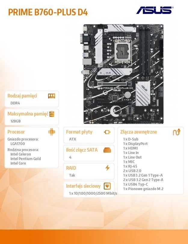 Pagrindinė plokštė ASUS PRIME B760-PLUS D4