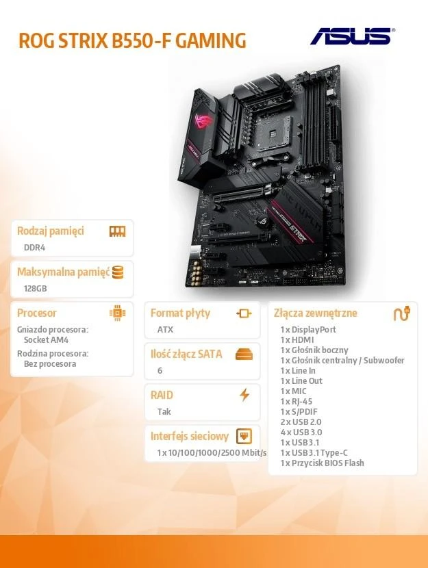 Pagrindinė plokštė ASUS  AMD B550 /SAM4 / ATX /3xPCI-Express 3.0 1x / 1xPCI-Express 3.0 16x /2xM.2 / 1xPCI-Express 4.0 16x / Memory DDR4 / Memory slots 4