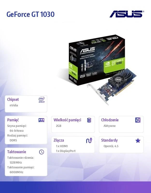 Vaizdo plokštė ASUS GeForce GT 1030 2GB GDDR5