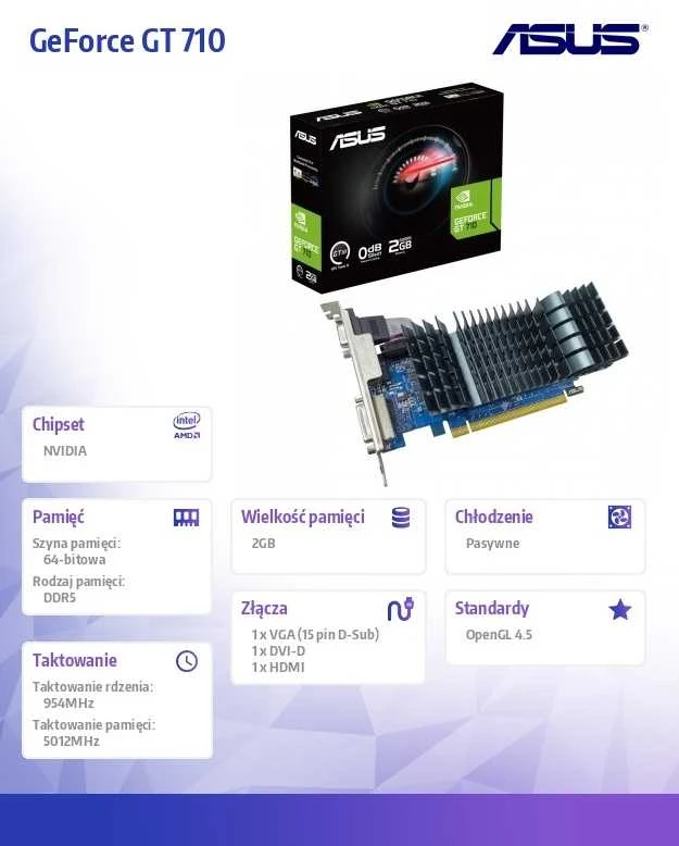 Vaizdo plokštė ASUS GeForce GT 710 2GB GDDR3