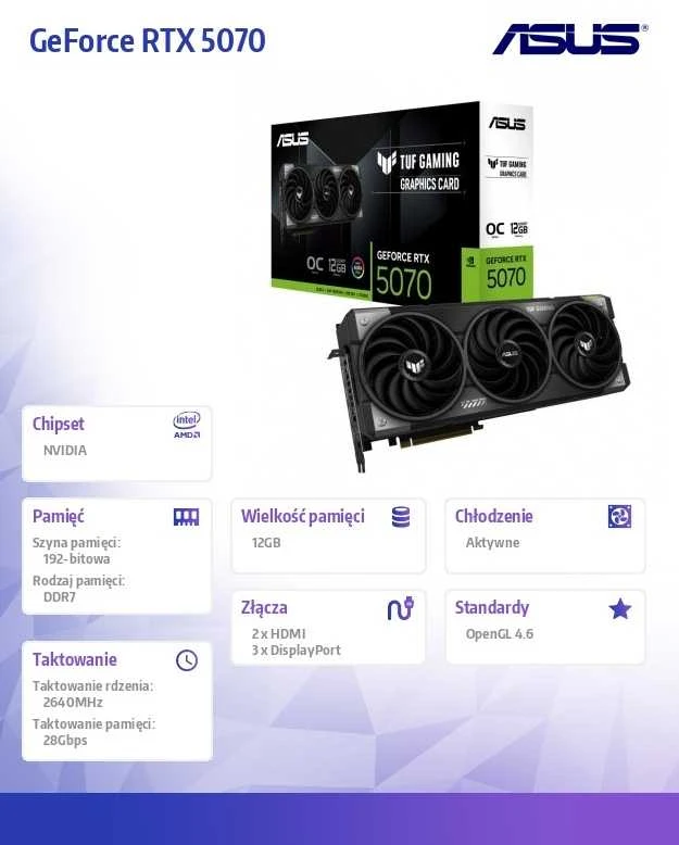 ASUS TUF Gaming TUF-RTX5070-O12G-GAMING NVIDIA GeForce RTX 5070 12 GB GDDR7