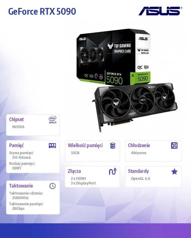 Vaizdo plokštė ASUS TUF Gaming TUF-RTX5090-O32G-GAMING NVIDIA GeForce RTX 5090 32 GB GDDR7