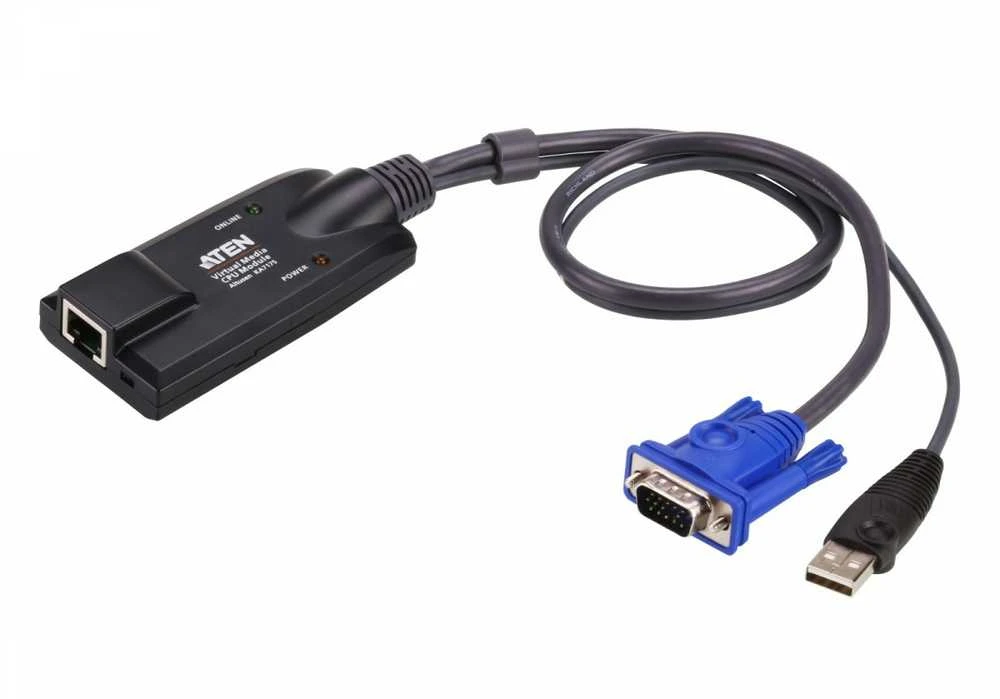 Aten USB VGA Virtual Media KVM Adapteris | Aten | Adapteriai | USB VGA virtualios laikmenos KVM adapteris | 1 x RJ-45 Moteris, 1 x A tipo USB vyris 1 x HDB-15 Vyras