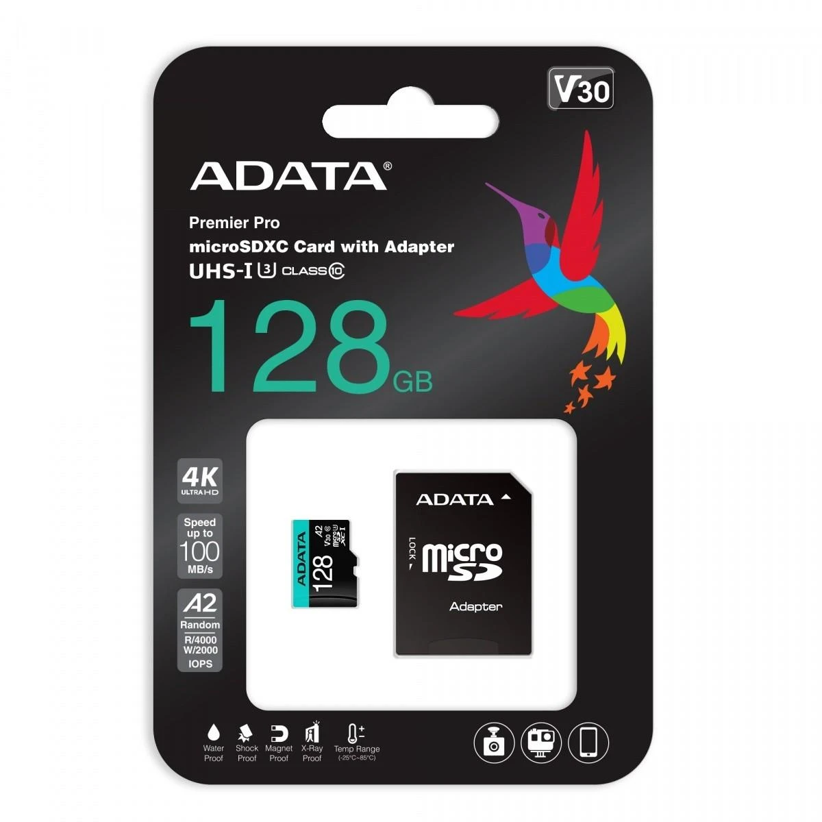 Atminties kortelė ADATA | Premier Pro | UHS-I U3 | 128 GB | micro SDXC | Flash atminties klasė 10 | su adapteriu