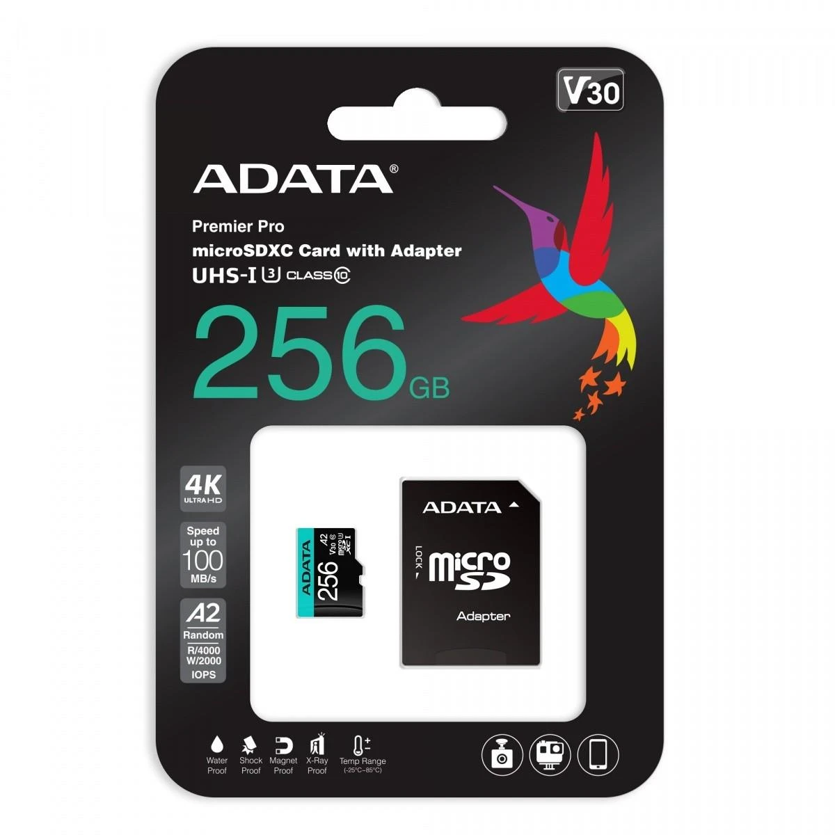 Atminties kortelė ADATA | Premier Pro | UHS-I U3 | 256 GB | micro SDXC | Flash atminties klasė 10 | su adapteriu
