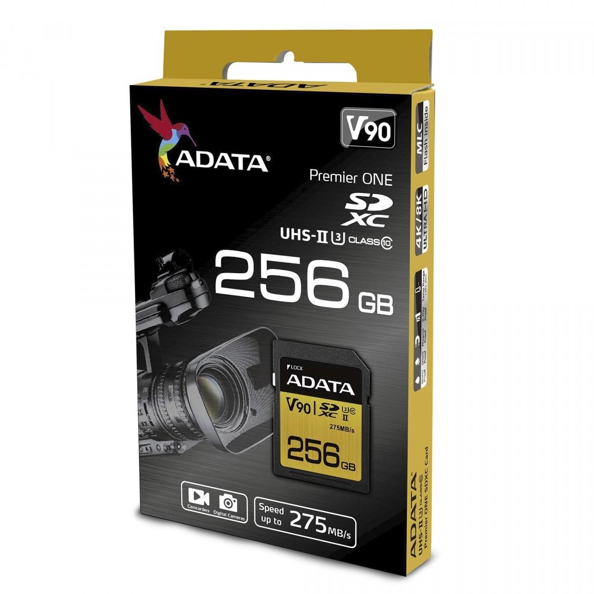 Atminties kortelė ADATA 256GB Premier ONE SDXC UHS-II U3 Class 10, R/W iki 275/155 MB/s
