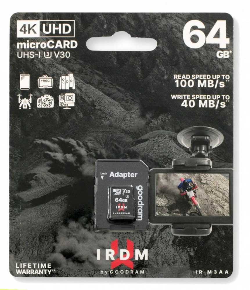 Atminties Kortelė Goodram Ir M3aa 0640r12 Goodram Irdm Memory Card Micro Sdxc 64gb Uhs I U3 V30 Adapter Zema Kaina Varle Lt