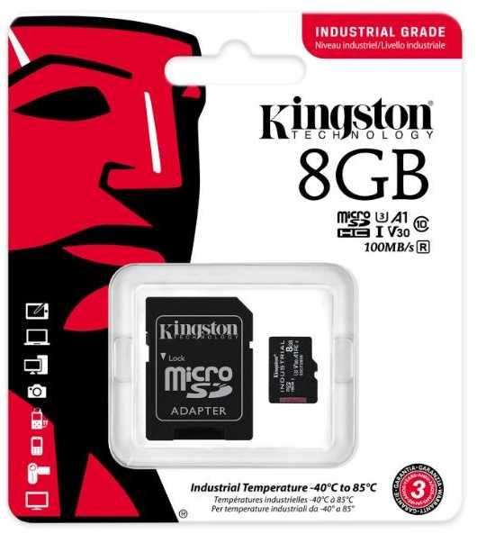 Atminties kortelė Kingston Technology Industrial 8 GB Micro SDHC UHS-I 10 klasė