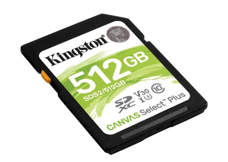 Atminties kortelė KINGSTON 512GB SDXC Canvas Select Plus 100R C10 UHS-I U3 V30