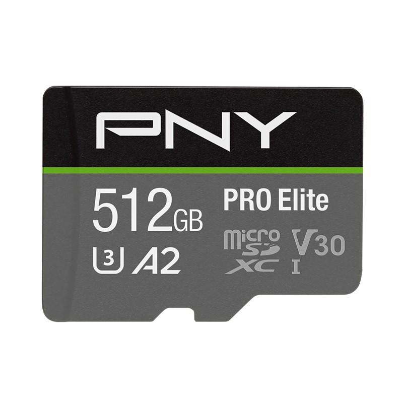Atminties kortelė Karta PNY PRO Elite Micro SDXC 512 GB 10 klasės UHS-I/U3 A2 V30 (P-SDUX512U3100PRO-GE)
