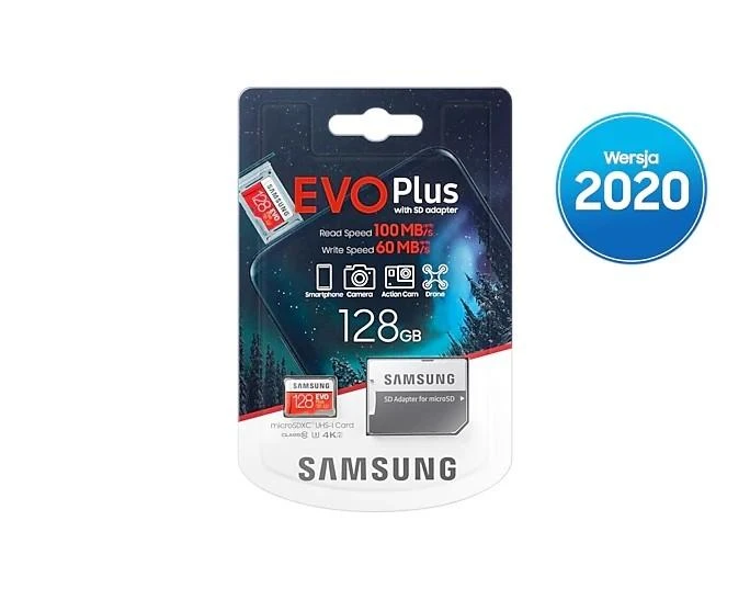 Atminties kortelė Samsung EVO Plus microSD 128 GB, Baltos spalvos