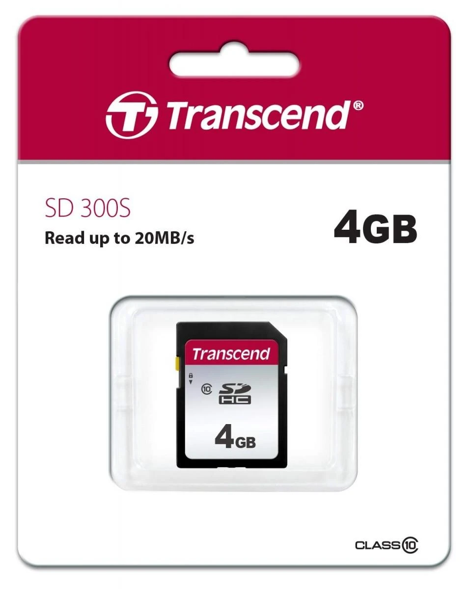 Transcend 4GB SD kortelė pakuotėje