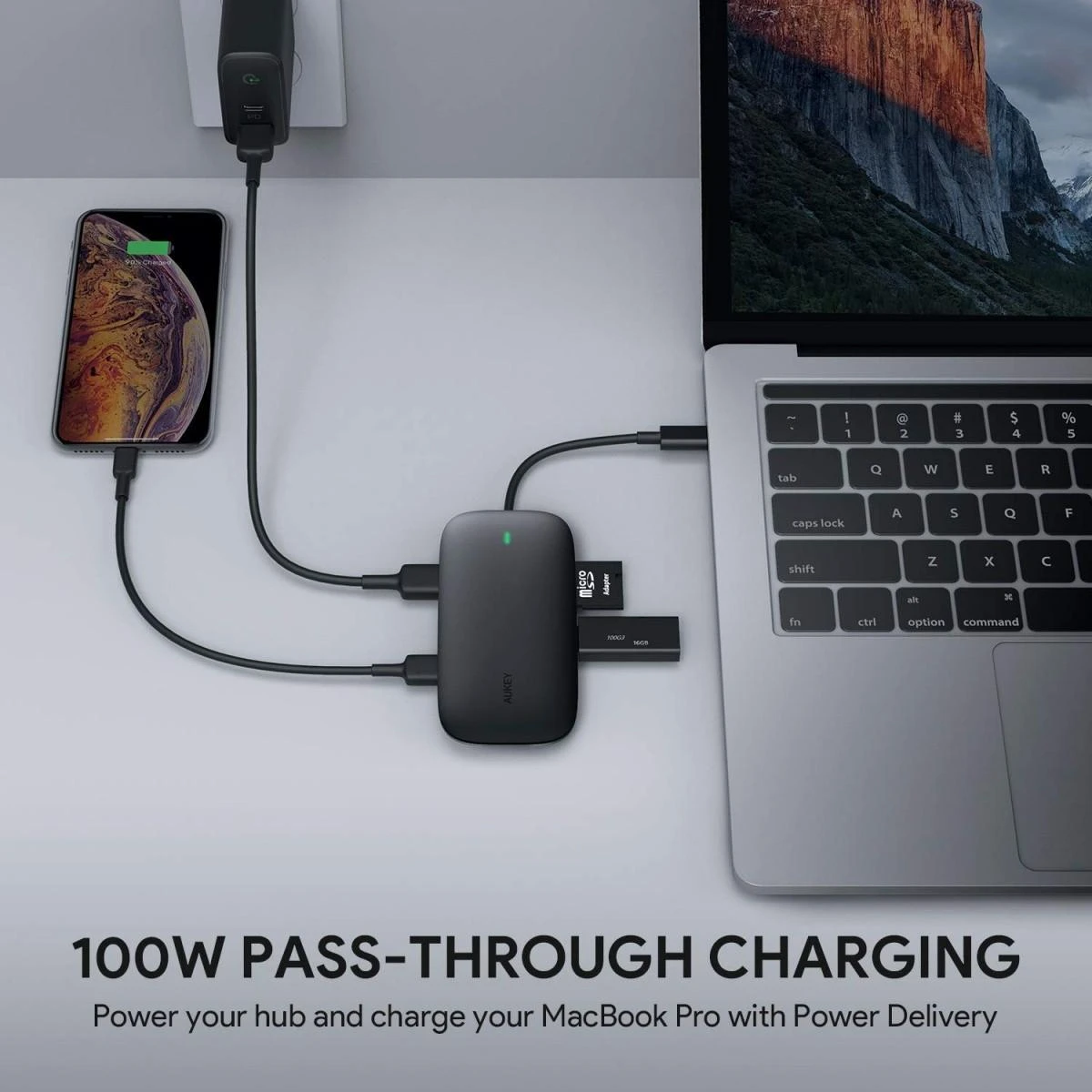 Aukey 8 Port USB 3.0 Type-C Hub CB-C71 Juodas