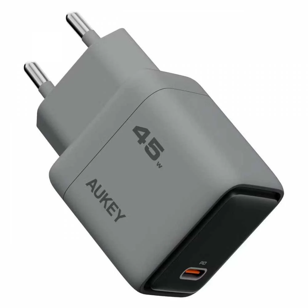Sieninis įkroviklis 45W USB-C, PD GaN By Aukey Dark Pilkas