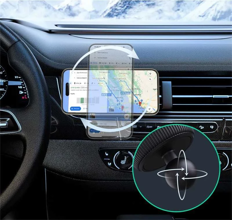 Automobilinis telefono laikiklis Aukey HD-MC13, su įkrovikliu 15W Qi2 (juodas)