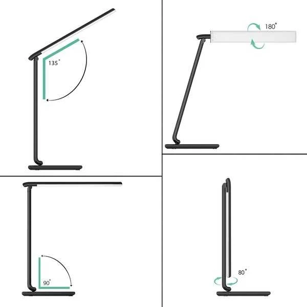 Aukey LT-T10 juoda LED stalinė lempa su prisilietimu | 12W | 3000-6500K | 7 pritemdymo lygiai | 5 apšvietimo režimai