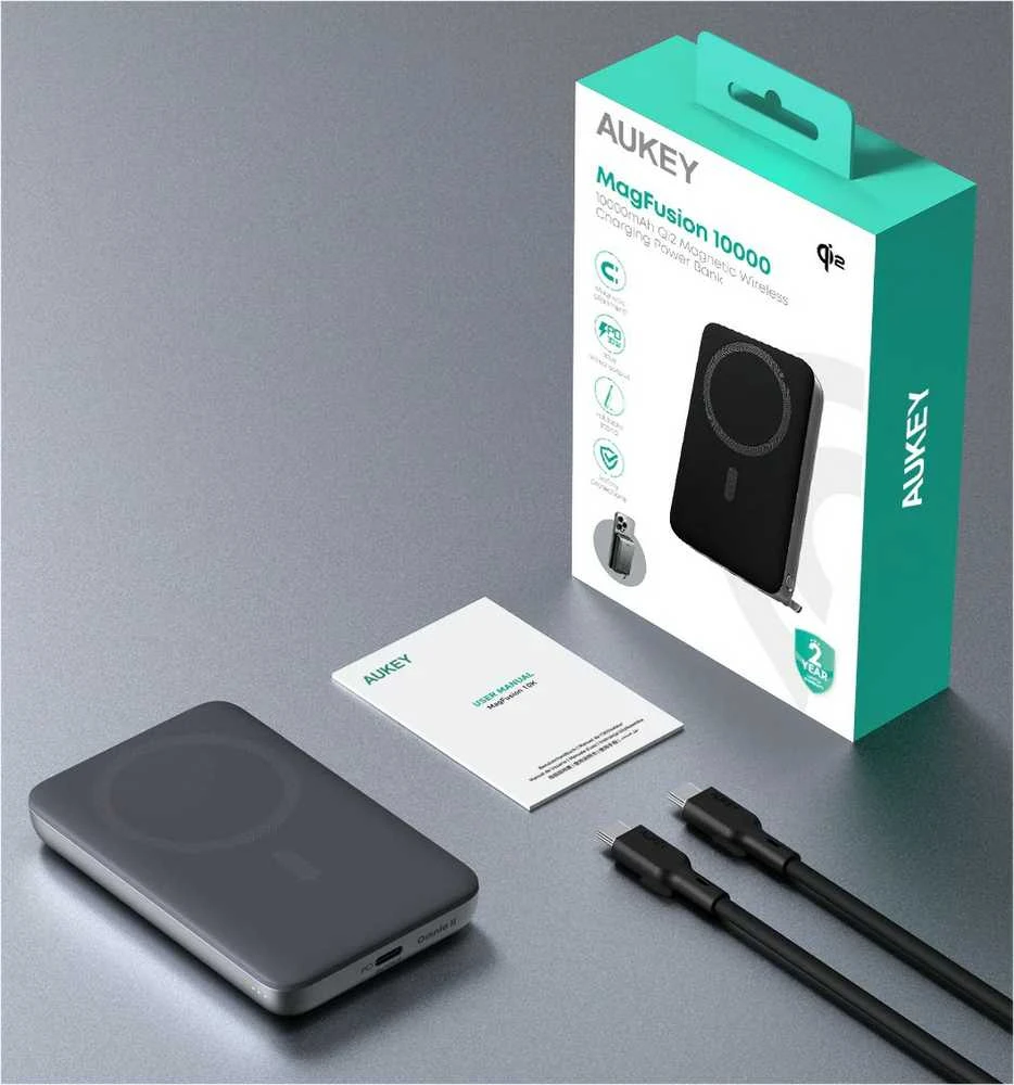 Aukey PB-MS06 Qi2 MagSafe išorinė baterija 10000mAh 30W PD