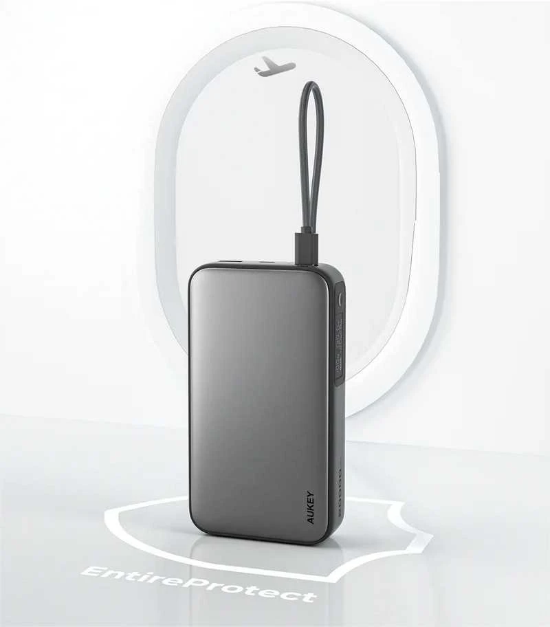 Aukey Pb-y48 nešiojamas įkroviklis 20000 mAh 130 W 4xUSB LED PPS kabelis USB-C