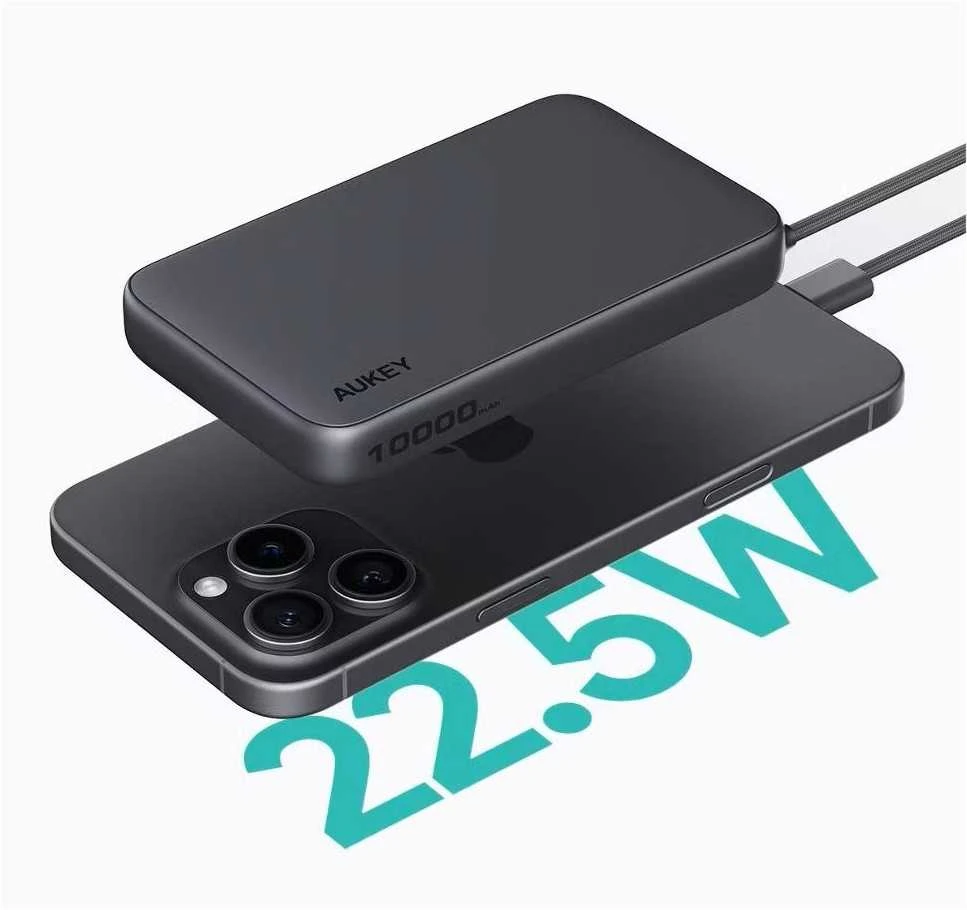 Aukey Pb-y53p išorinė baterija 10000 mAh 22,5 W 4xUSB kabelis USB-C