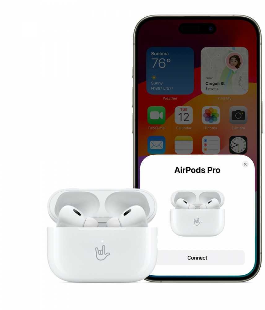 Ausinės Apple AirPods Pro (2 kartos) su "MagSafe" dėklu (USB-C), baltos spalvos