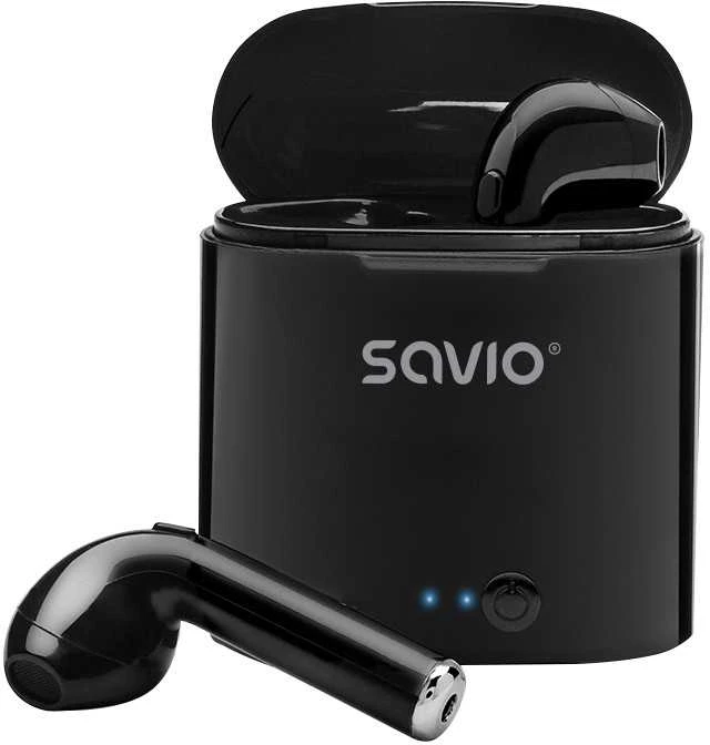 Belaidės ausinės Savio TWS-02, Bluetooth, su mikrofonu, juodos