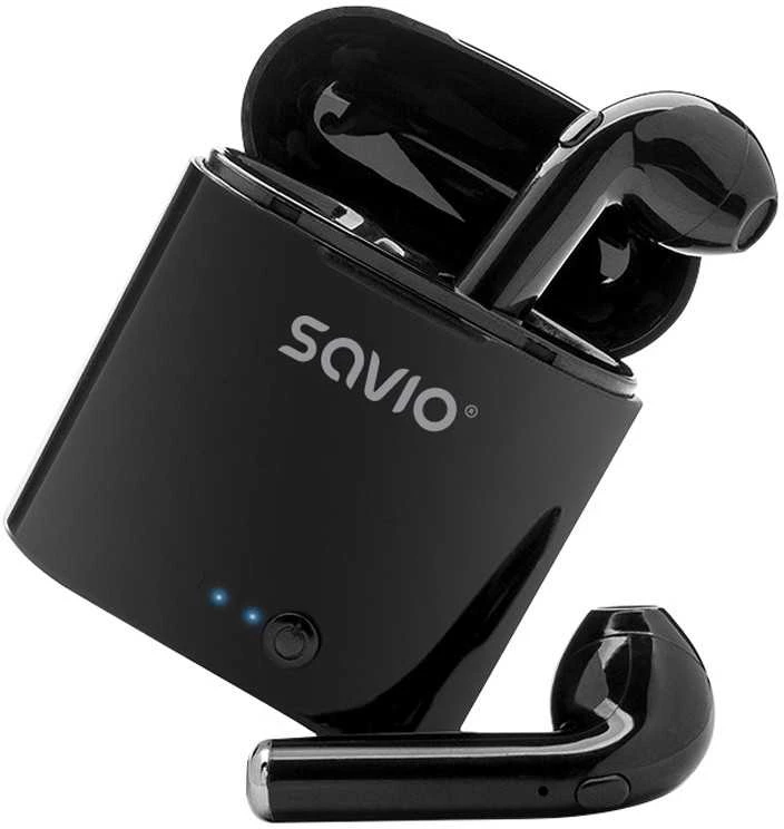 Belaidės ausinės Savio TWS-02, Bluetooth, su mikrofonu, juodos