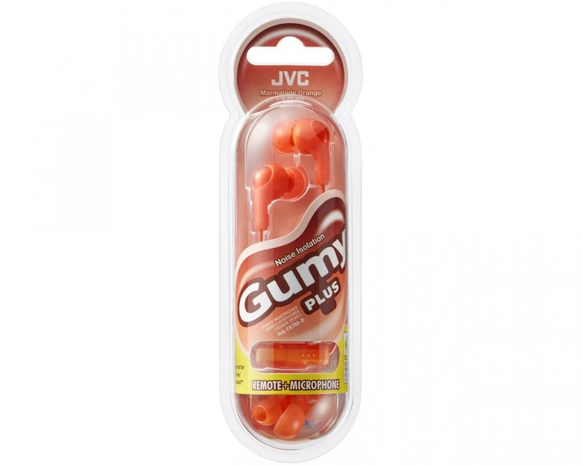 JVC Gumy Plus oranžinės ausinės originalioje pakuotėje