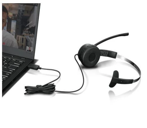 Lenovo 100 USB Mono ausinės su kompiuteriu