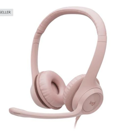 Logitech H390 rožinės ausinės su mikrofonu