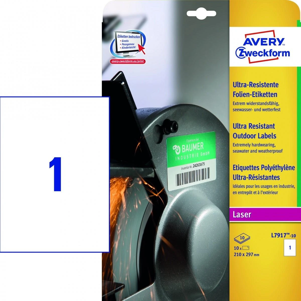 Avery Zweckform TIK.ZF 7917 210X297 10ARK. IŠORINĖ ETIKETĖ - 7917- 10