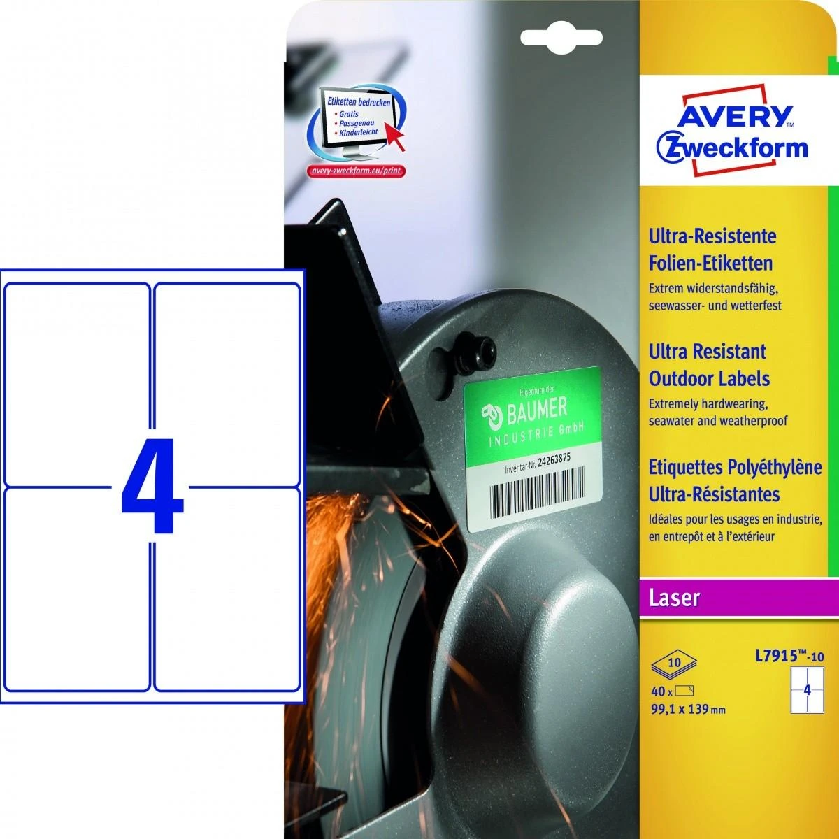 Avery Zweckform LABEL ZF 7915 99.1X139 10 ARK. LAUKO ETIKETĖ - 7915-10